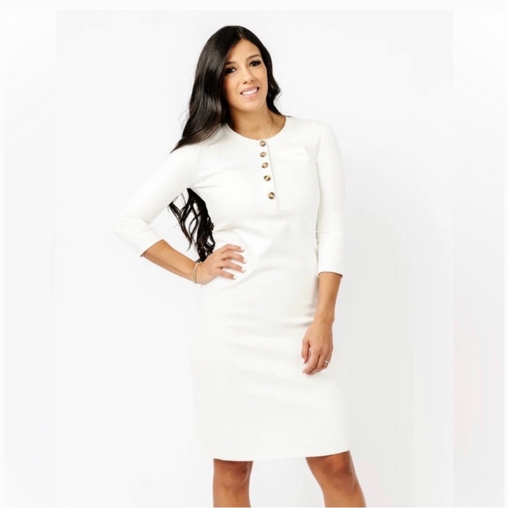 Lou Lou & Company Cream Button-Front Midi Dress